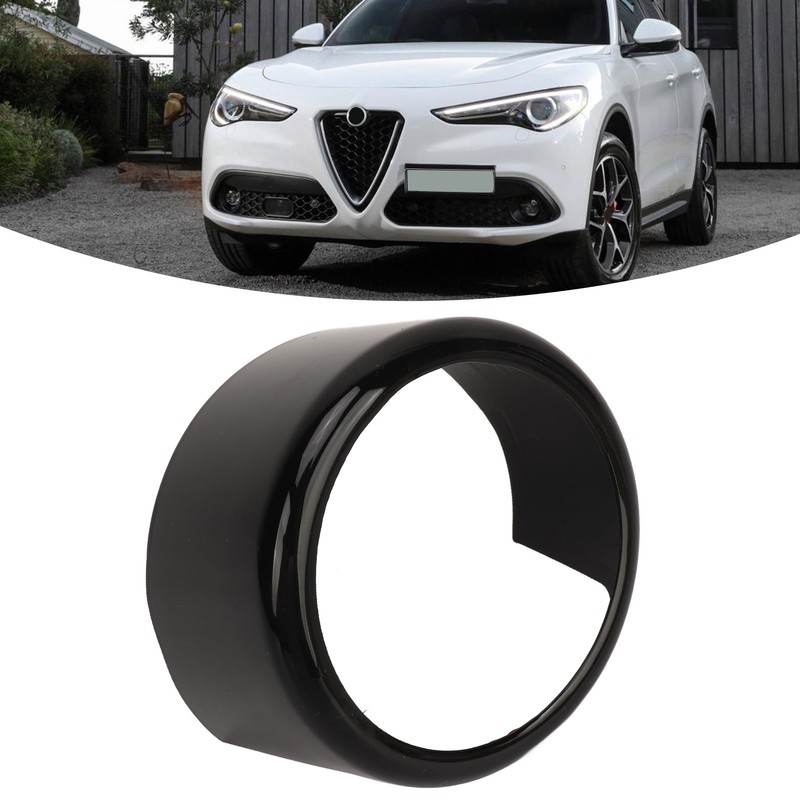 Front Grille Emblem Logo Ring Glossy Black Exterior Badge Decoration