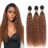 Niciitysi Color 1B30 Human Hair Light Brown Curly Wave Bundles