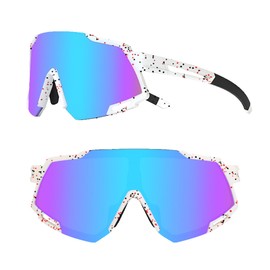 Tunfund Viper Sunglasses Polarized Teen Youth Kid Boy Girl for Cycling Fishing Runing Sports Driving Golf UV 400 (Age:10-15 Years Old) Blue+Dots