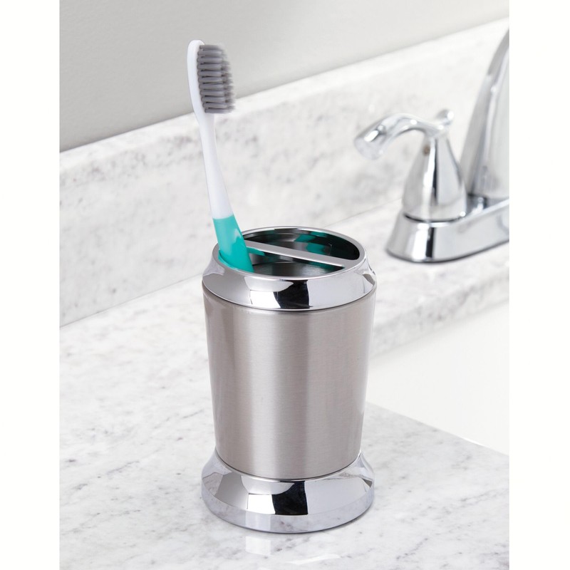 iDesign Stainless Steel Toothbrush Holder, The Preston Collection – 3"