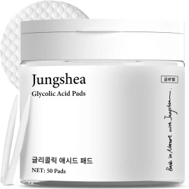 JUNGSHEA Glycolic Acid Exfoliating Pads – AHA Treatment for Acne, Blackheads, Whiteheads & Clogged Pores