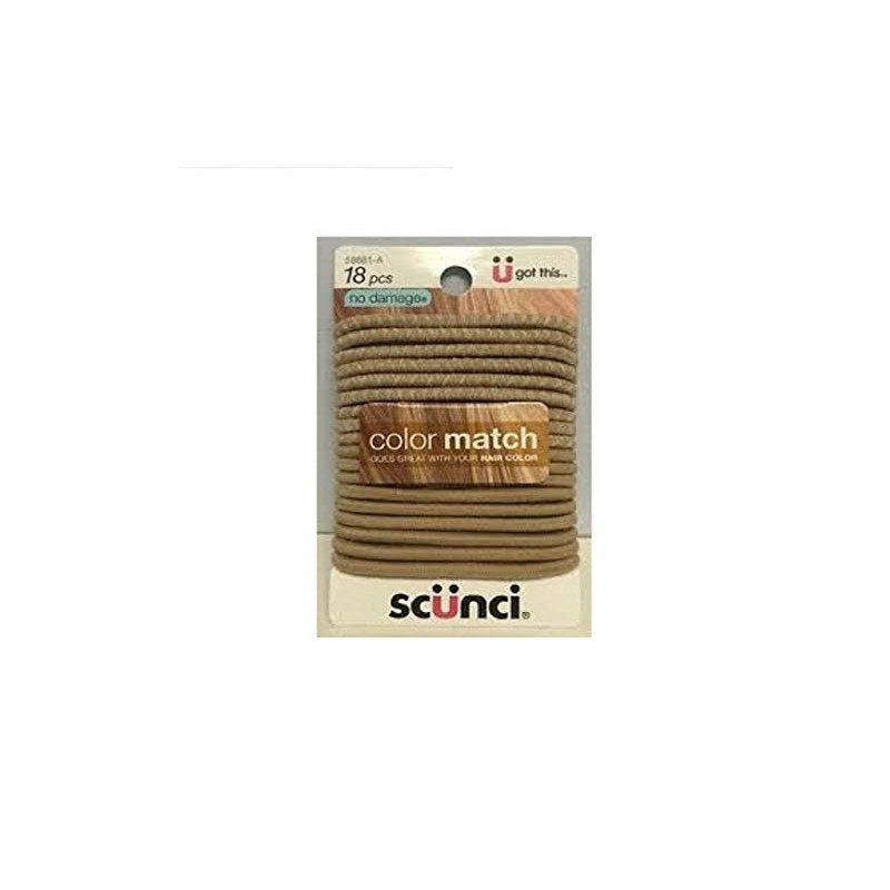 Scunci No-Damage, Color Match Elastics, Blonde, 18-Pcs per Pack (2-Pack)