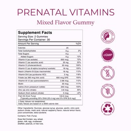 GoldN™ Prenatal DHA and Folate Premium Gummies | Omega-3 DHA, 600 mcg Folic Acid, 200 mcg Iodine & 13 Nutrients | Non-GMO, Gluten-Free | Raspberry & Lemon Flavor | 60 Gummies (30-Day Supply)