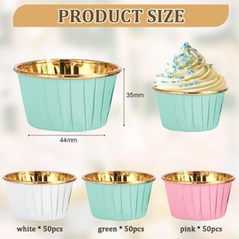 Cupcake Cases for Baking, 150 Pcs Muffin Cases for Baking, Foil Metallic Cupcake Paper Cups Cupcake Baking Cups for Weddings Christmas Birthday