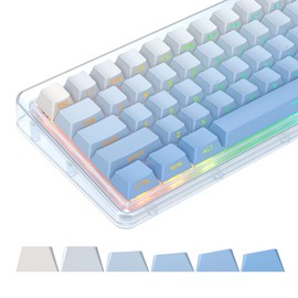 133 Keys PBT Gradient Blue Side Printed Keycaps,Double Shot Shine Through Custom Cherry Profile Keycaps for for Cherry/Gateron MX switches 60 Percent / 68/75% Gaming Mechanical Keyboard（Gradual Blue）