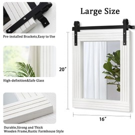 AAZZKANG White Wood Framed Mirror Rectangle Farmhouse Wall Mirror Decor for Bathroom Bedroom Living Room Entryway 20"x16"