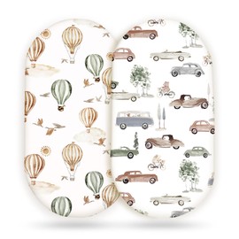 Stretchy Ultra Soft Fitted Bassinet Sheet Set 2 Pack, Universal Fit for Bassinets Baby Cradle Moses Basket Oval Rectangle Mattress Safe and Snug,