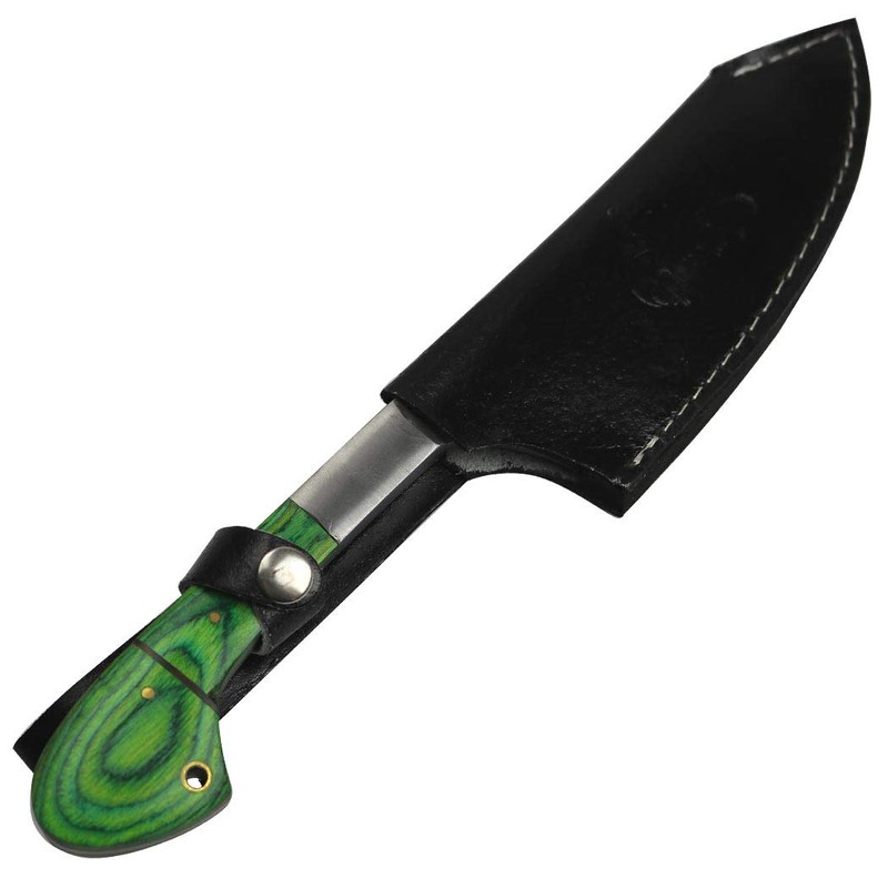 TheBoneEdge 11" Chef Kitchen Knife Green Packawood Handle Stainless Steel