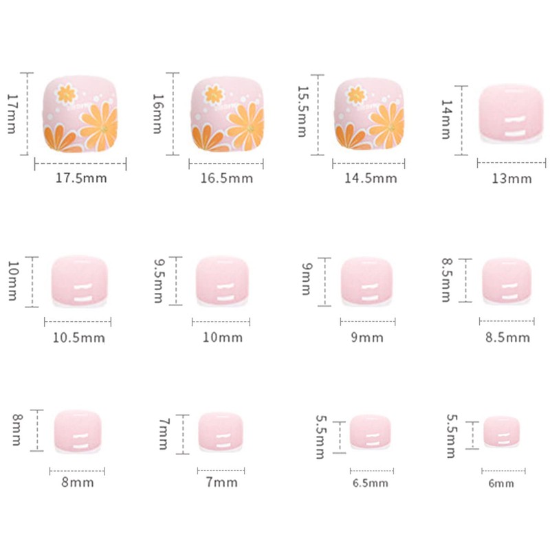 Press on Toenails with Big Floral Designs, Square Full Cover