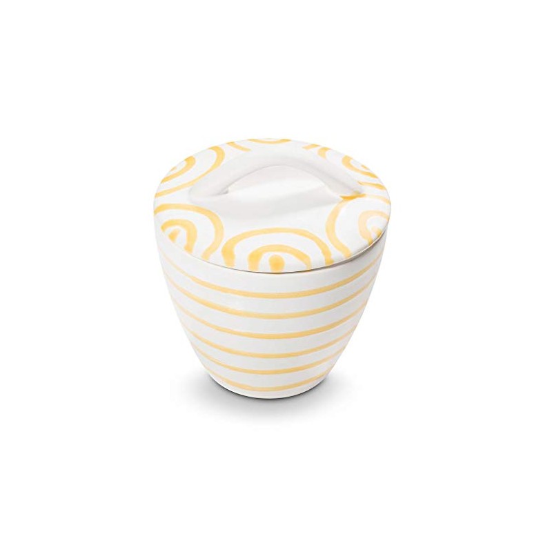 Gmundner Keramik Manufaktur 0101DZGO09 Gelbgeflammt Gourmet Sugar Bowl Diameter 9