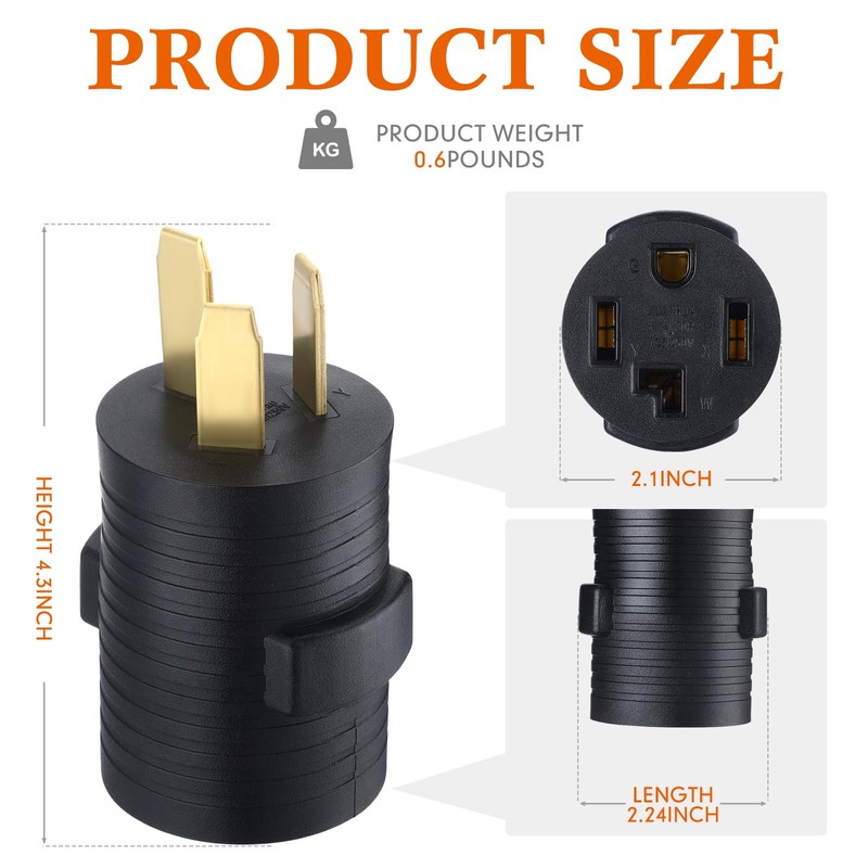 NEMA 10-50P to 14-30R 50Amp to 30Amp Dryer Adapter 3