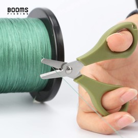 Booms Fishing S01 Fishing Scissors for Braided Line, Fishing Line Cutter Saltwater and Freshwater, Fishing Serrated Shears, 3.9” Green