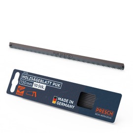 Presch PUK Wood Saw Blade Set 150 mm Pack of 10 - Original PUK Saw Blades for Hand Saws - Hacksaw Blade Wood 150 mm for Soft, Hard and Profile Woods, Hardboard, Cardboard