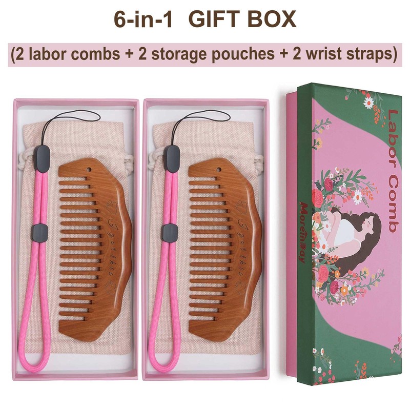 Moreinday 2 Pack Labor Comb with Wrist Strap, Birthing Comb