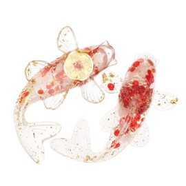 Toyvian 2pcs travel Koi fish statue White crystal crystal table fish decor gold leaf miniature crystal fish japan Japanese-style Resin Epoxy green decor glass fish animal