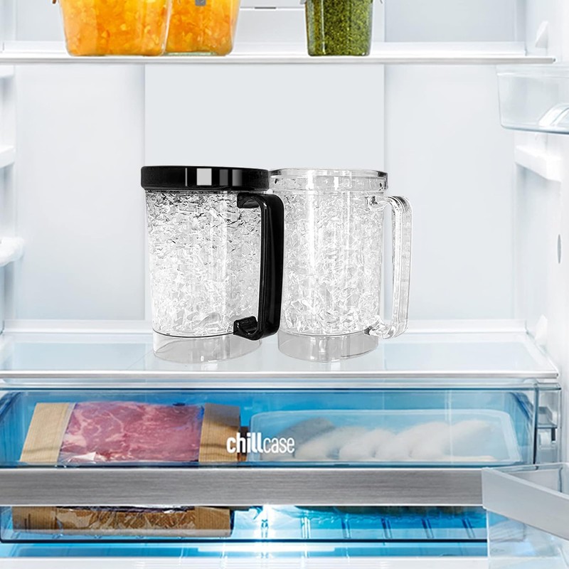 Doytn Double Wall Gel Frosty Freezer Ice Mugs Clear 16oz