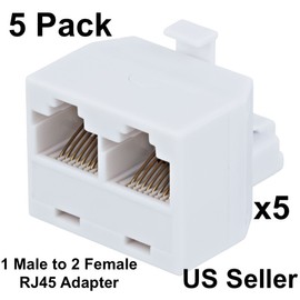 CWC / CABLE & WIRE COMPONENTS [5 Pack - Lot of 5] Ethernet Splitter RJ45 Adaptor Networking LAN Plug Cat5 6
