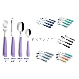 EXZACT Cutlery Set Coloured 16pcs Stainless Steel, Silverware with Coloured Handles Comfortable to Hold (Lilac x 16)