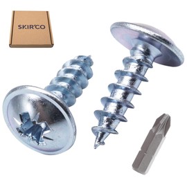 SKIR'CO (Pack of 30) Galvanised Steel 6.0 x 16mm Silver Wood Screws Metal Screws Wafer Head Pozi Self Tapping