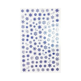 Christmas New Year Nail Sticker Snow Santa's Sleigh Reindeer Snowman F281 Laser Blue Nail Wraps Stickers Manicure Supplies for Women Nails Full Long Lasting Easy Apply and Remove