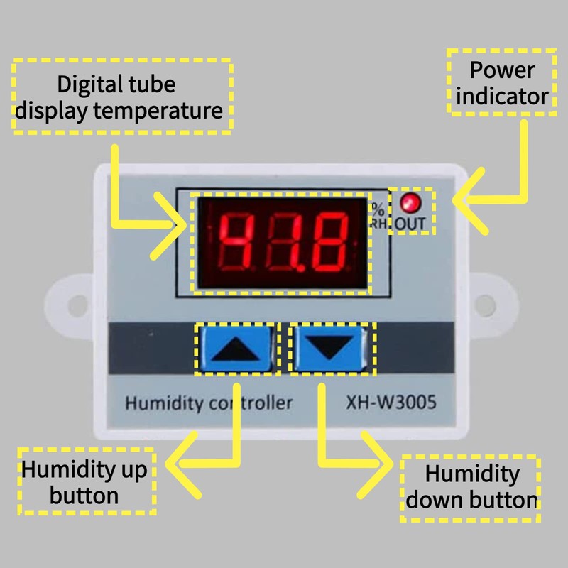 Fafeicy 220V XH-W3005 Digital Hygrometer Switch Controller Humidity Sensor, 0~99%
