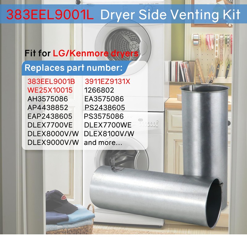 383EEL9001L 3911EZ9131X Upgraded Dryer Side Venting Kit Perfectly Compatible with