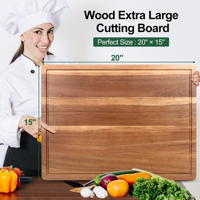 20" XL Extra Large Wooden Cutting Boards for Kitchen Charcuterie