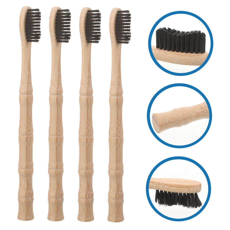 NOLITOY 4pcs Bamboo Toothbrushes Soft Bristles for Oral for Home