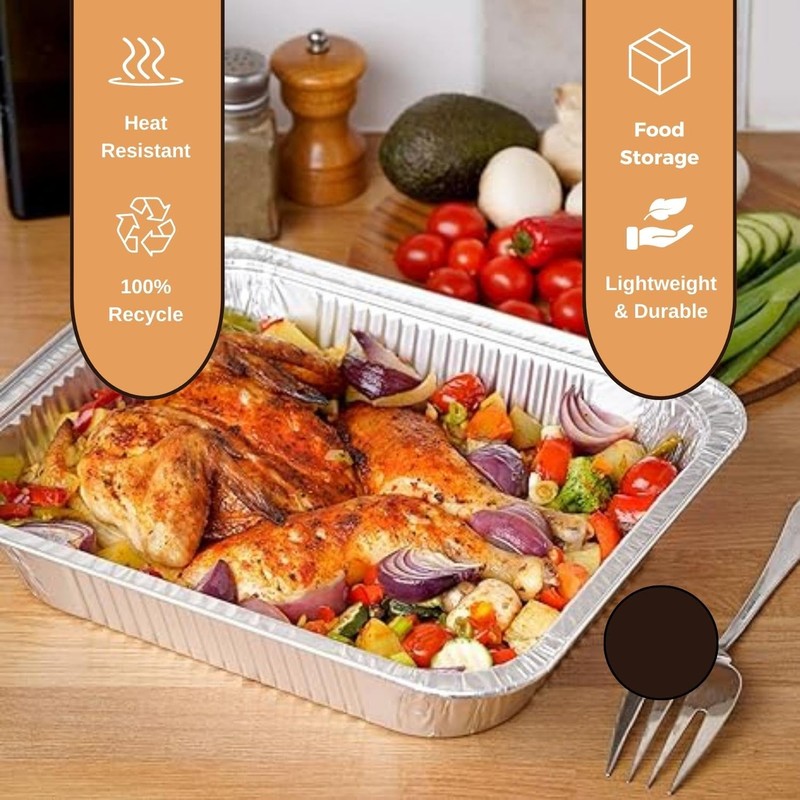Homeshopa Aluminium Foil Trays, 4 Pack Medium Disposable Meal Prep