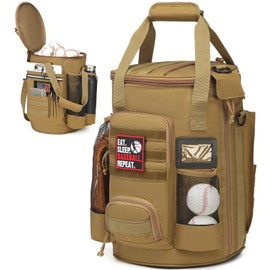 XINTREY Baseball Bucket Bag 6 Gallon Bucket Cover Organizer w/Padded Seat tactical Softball Coaches Bag for Balls, Bat, Gloves, Scoreboards