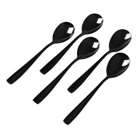 Uumitty Set of 6 Black Stainless Steel Large Serving Spoon for Buffet Party Banquet
