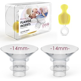 Nursi Luna Flange Inserts 14mm for 24mm Flange/Shield of Most Pumps, Flange Sizing Kit Silicone Flange Insert, Reduce 24mm Nipple Tunnel Down to 14mm, Breastfeeding Essentials Kit for New Moms, 2PCS