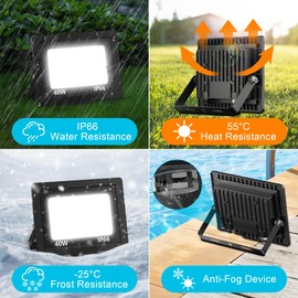 40W RGB Floodlight - Indoor/Outdoor, Dimmable with Remote Control and 24h Cycle Timer, IP66 Waterproof Design, Perfect for Decorative Lighting in Gardens, Landscapes and Stages, UK 3-Pin Plug