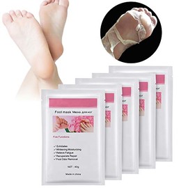 Mascarilla Exfoliante de Pies y Talones Agrietados de 5 Piezas, Máscara Hidratante para Eliminar ExfoliacióN de Piel Muerta del Callo, Reparación del Talón áspero Para Hombres y Mujeres