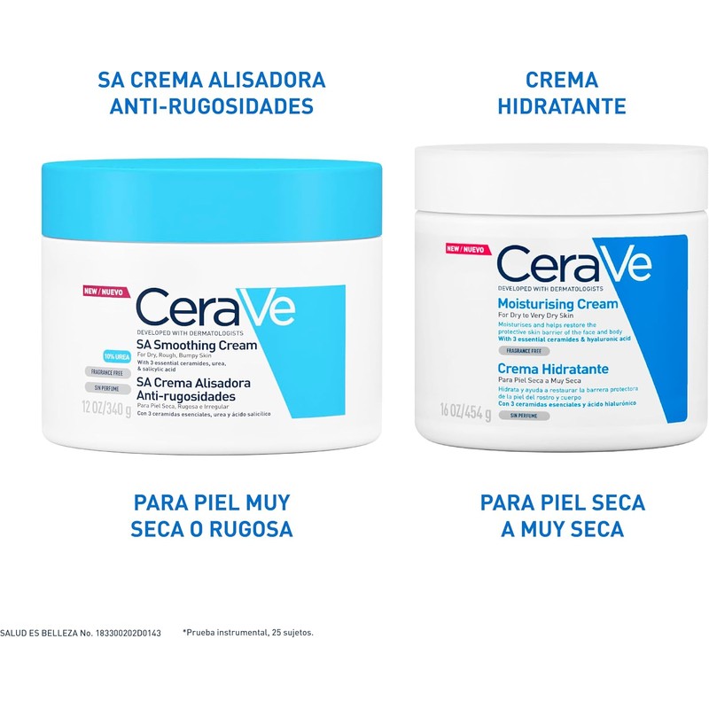 CeraVe Crema Alisadora Anti-Rugosidades con Fórmula Exfoliante para Piel Seca,