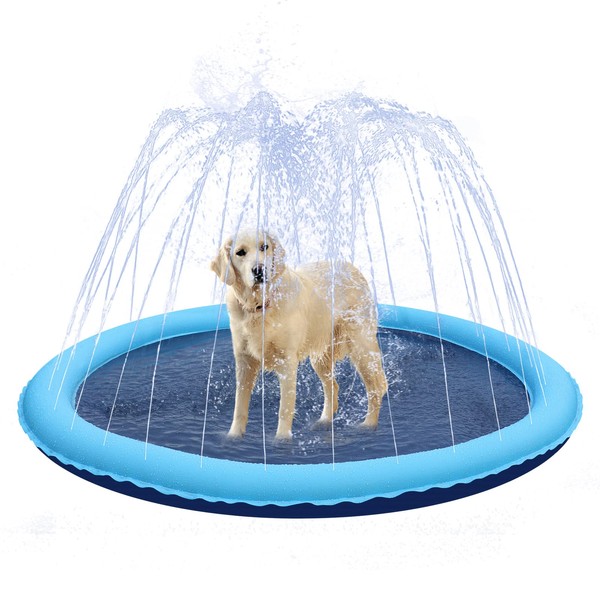 Splash Pad - Splash Pad for Dogs, Dog Splash Pad 59'', Inflatable Water Summer Pool Toys, Outdoor Play Mat for Kids & Toddlers