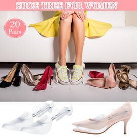 Honeydak 20 Pairs Plastic Shoe Tree Stretcher Sneaker Form Insert Adjustable Boot Shaper Holder Bulk(Women Style,34-39 Size)