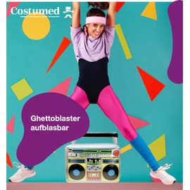 Inflatable Ghetto Blaster Approx. 45 x 42 cm - 80s 90s Fancy Dress & Carnival - Outfit Party Accessories Costume - Bad Taste Assi Retro - Hip Hop Radio Walkman