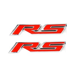 2Pcs New cab RS Emblem Decal Sticker 3D Logo Badge (Silver red)