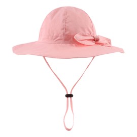 Zsedrut Bow Baby Girls Cotton Hat Summer Sun Cap Infant Toddler Wide Brim Girl Beach Hat (Purple+Pink, 20.5"(2-4 Years))