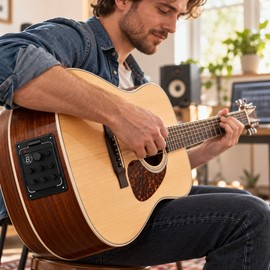 Acoustic Guitar Pickup Preamp with EQ and Tuner – 301-Style Onboard Equalizer System with Microphone Blend for Guitar Sound Control