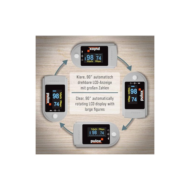 Pulox PO-200 Solo Pulse Oximeter Grey for Measuring SpO2, Pulse