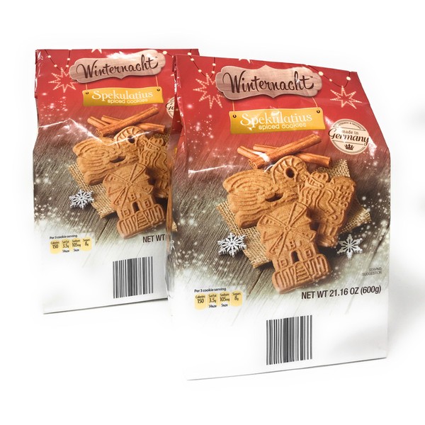 Spiced Cookies, Spekulatius Authentic German Holiday Cookies by Winternacht 600 grams (pack of 2)