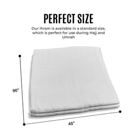 Ihram Set For Umrah Hajj - Mens Boys 2 Piece Towel Set 100% Cotton Lightweight Breathable Includes Umrah Essentials With Adjustable Belt Tawaf Beads Drawstring Bag