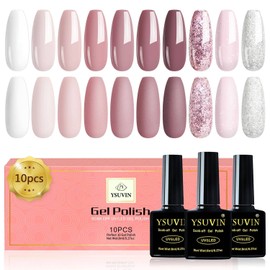 YSUVIN UV Nagellack, 10 Farben Gel Nagellack, Glitzer Rot Weiß Schwarz Grau Gold Tränken Sie den UV-Nagellack für Anfänger DIY Nail Art Maniküre Salon, 8ML