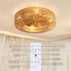 Bewishing 20'' Boho Gold-Colored Rattan Fandelier with Light & Remote