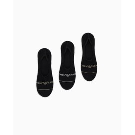 EMPORIO ARMANI Men's Logo 3-Pack Socks INVISIBILE, Black/Black/Black, L/XL
