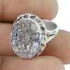 White Cubic Zircon Genuine Gemstone Oval Ring, Solid 925 Sterling