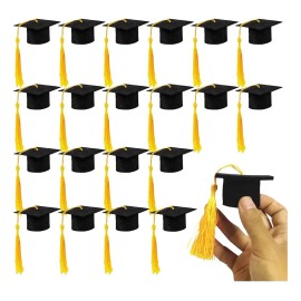 Beayungry 20pz Mini Birrete Sombrero Graduación Con Borla Recuerdos Amarilla