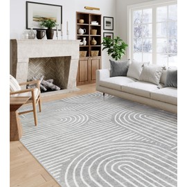 Lahome Abstract Area Rug 6x9, Soft Washable Rug for Living Room Ultra-Thin Non Slip Bedroom Rug, Stain Resistant Modern Grey Rug Easy Clean Throw Carpet for Dining Room Office(6'x9',Gray)